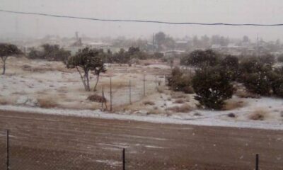 Reportan ligera nevada y agua nieve en La Rumorosa